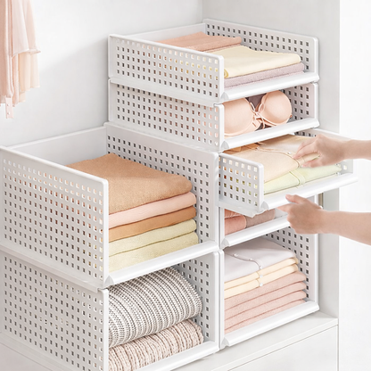 Drawer-type foldable clothing organization frame