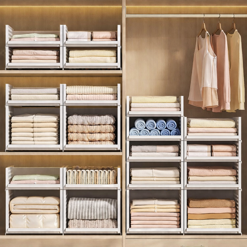 Drawer-type foldable clothing organization frame
