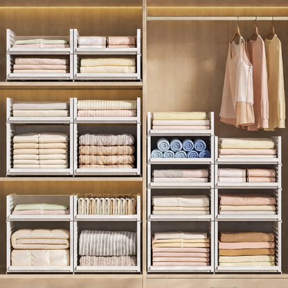 Drawer-type foldable clothing organization frame