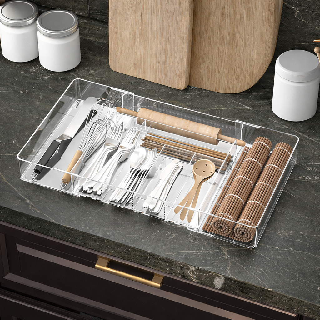 Retractable tableware storage box